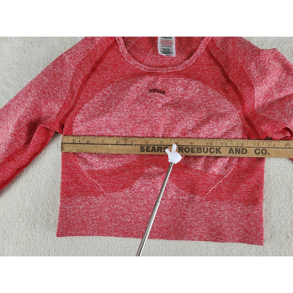 Red Gymshark Long Sleeve Crop Top Athletic Shirt Women's Size Large Keyhole Back - Picture 7 of 9